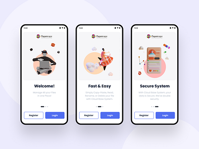 Napamnapa - Onboarding 3d android app berkas clean design explorer file file manager modern onboarding professional purple ui