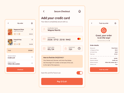 DailyUI 002 - Credit Card Checkout 002 app checkout checkout form creditcard dailyui dailyui 002 delivery form mobile uxui