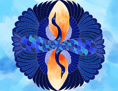 The Titillating Beauty art artist design discover gond art graphic design illustration illustrator nft nftart nftcollector nfts peacock procreate