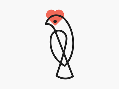 Monoline loop bird! bird brand brand design brand identity branding heart icon illustration lineart logo logo design logodesign love mark minimal monoline parrot stroke symbol tweet