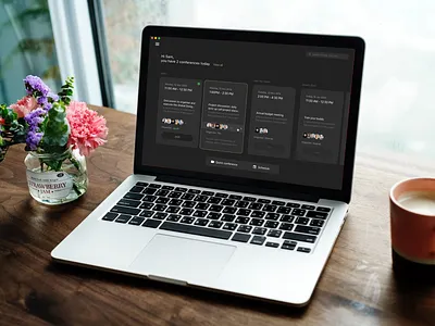 Video-Conference Landing Screen aesthetics design insights interactions minimal sketch ui ux visuals xd