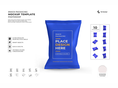 Snack Packaging Mockup Template Bundle 3d blank branding container design foil food glossy isolated mockup pack package packaging plastic pouch product sachet shiny snack template