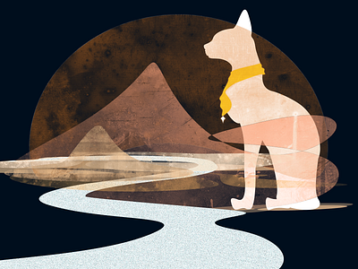 Bastet's Messenger animals baast bast bastet branding catgod characterdesign egypt graphicdesign illustration kitten korean nileriver pyramid shozda tshirtdesign