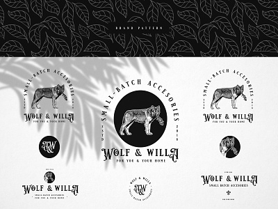 Wolf & Willa | Vintage Logo black and white logo crosshatch etching illustration logo logo logo collection logo designer typeface vintage logo