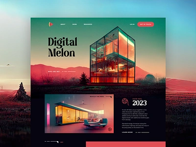 Digital Melon agency ai architecture building cube digital exterior film firm glass homepage interior interior design landing melon midjourney reel skyline watermelon