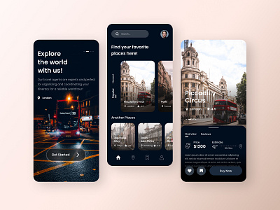 Travel Apps app clean ui dark theme design exploration figma mobile mobile app mobile design mobile ui travel travel app ui