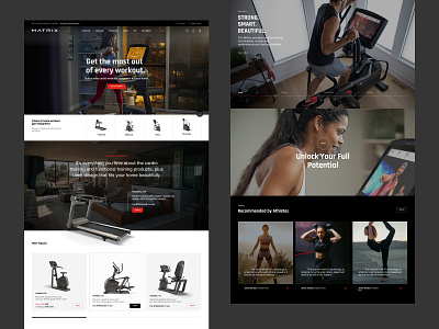 Matrix Fitness ecommerce fitness interaction shopify ui ux webdesign. magento website