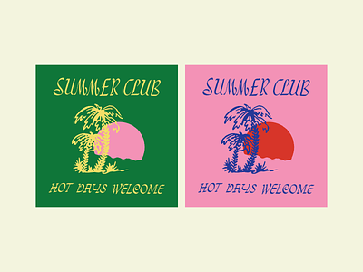 Summer Club club artwork drawing illustration lettering line art logo palm palm tree summer sunset type typography