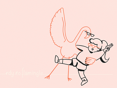 Ready to Flamingle 2d 2d art flamingo fun girl happy illustration lifestyle line art minimalistic modern soul food