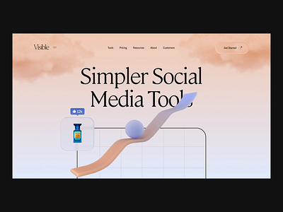 Visible - Landing 3d animation cinema 4d flat graph grid landing layout minimal slider typography ui web web design