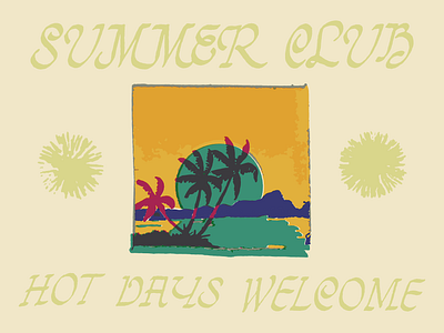 Fake Club, Real Heat club drawing illustration lettering palm summer sunset tropic tropical type typography