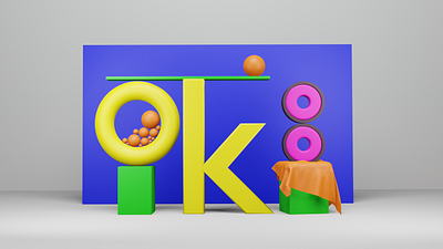 3D Text Objects - OK animation blender clothanimation color design modeling motiongraphics shadow texture ux