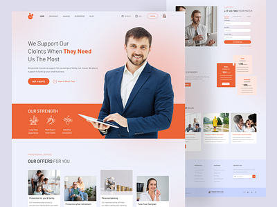 Insurance Agency Landing Page agency design icon insurance landingpage logo trendy ui uiux ux web design webdesign