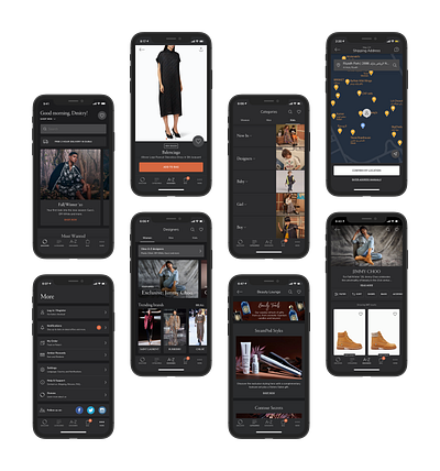 E-commerce dark mode case study case study dark mode dark ui ecommerce ecommerce app ios app design luxury luxury design luxury experience luxury fashion shopping shopping app ui uidesign ux uxdesign uxui