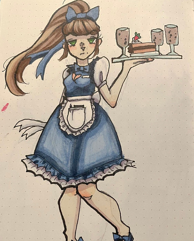 Waitress design illustration