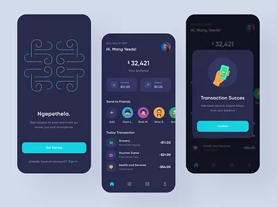 Financial App - Ngepethela. app daily dark ui design finance flat illustration illustration mobile mobile app design money app ui ui design uiux ux
