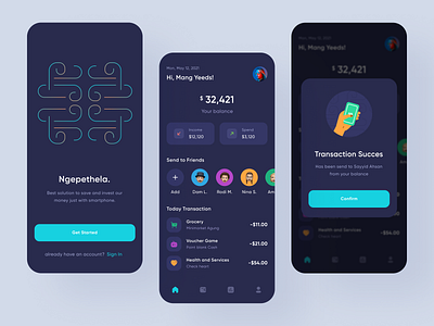 Financial App - Ngepethela. app daily dark ui design finance flat illustration illustration mobile mobile app design money app ui ui design uiux ux