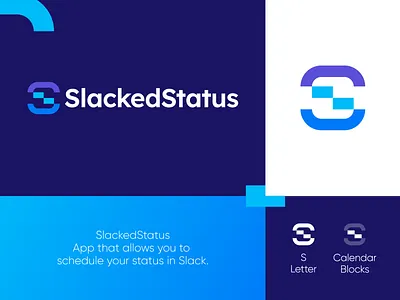 SlackedStatus - Logo Design Exploration (for sale) brand design brand identity branding calendar app blocks corporate for sale unused buy gradient identity identity design logo logo design logo designer logotype media tech digital plan meeting s letter slack status smart logo symbol trendy logo