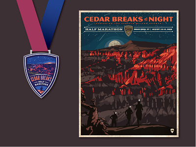 Cedar Breaks Half illustration marathon medal poster
