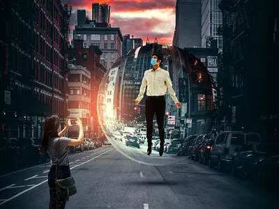 Photo Manipulation covid19 floating graphic design manipulation photo edit photoediting photomanipulation