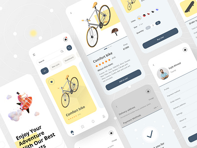 e-Commerce Mobile App Design adventure app app best design bike app clean design cycle app delivery app design ecommerce app ecommerce design ecommerce shop mobile app design online marketing online shop product design ui design uiuxdesign