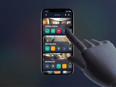 Smart Home Devices Application app dark mode design devices interface mobile room smartphone ui ux