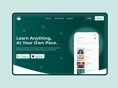 Audiobook App Landing Page landing page landing page design landingpage ui uidesign uiux uiuxdesign