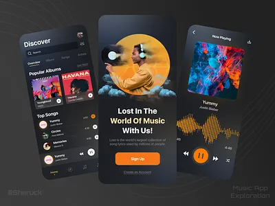 Lost - Music Streaming App Exploration app design application colorful music app music app design music app ui music art music player music streaming podcast app spotify streaming app trending trendy design ui design uidesign uiux user interface design