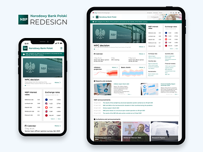 Redesign of the website and mobile version Narodowy Bank Polski app design home page ui ios minimal mobile app mobile design simple site ui ux web