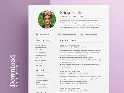 Resume Template Download | Minimalist Resume | Instant Download curriculum vitae cv template download editable resume minimalist resume modern cv modern resume resume resume clean resume template