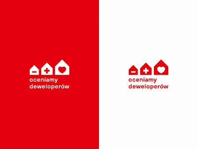 We Evaluate Developers Logo (in English) developer heart house logo logodesign minus plus rating