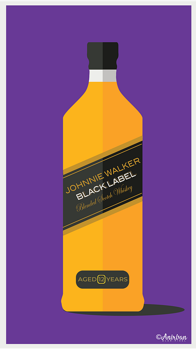 Johnnie Walker Black Label design illustration minimal