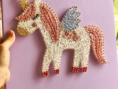 Unicorn Wall Decor, Girls Bedroom Wall Decor, Unicorn Gift 3d art design interior design string art unicorn wall art wall decor
