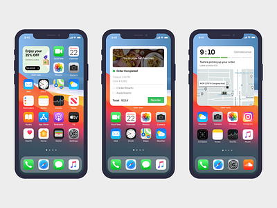 Uber Eats widget design food food delivery ios14 large widget mobile app mobile design mobile ui order summary promotion reorder small widget track order ubereats ui uiux widgets
