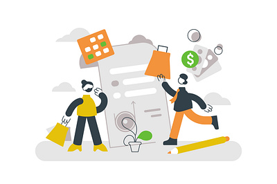 Buy now pay later concept business business people buy now pay later buyer buying cash character concept design ecommerce flat illustration man money office people phone shopping team vector