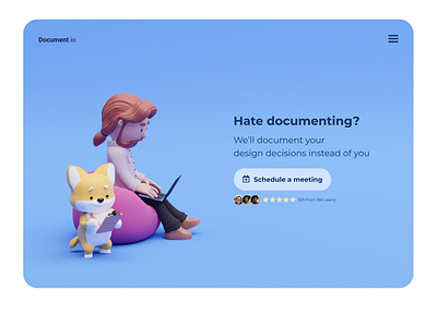 Hate documenting? 3d 3d animal 3d character 3d illustration 3d modeling blender blender3d design illustration landing page library resources startup startup branding ui ui design uidesign web webdesign website