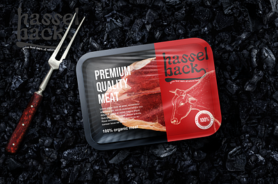 hassel back meat packaging logo meat