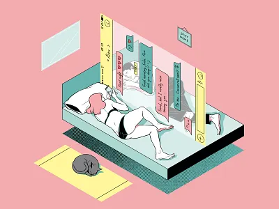 𝕮𝖔𝖓𝖋𝖎𝖓𝖊𝖉 𝖑𝖔𝖛𝖊 2d art artwork couple editorial editorial illustration illustration illustration art isometric love magazine illustration photoshop press illustration