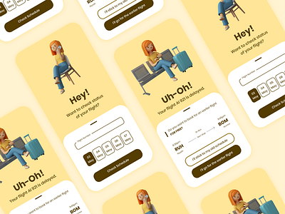 Flight Delay UI Design app art clean dailyui dailyuichallenge delay design flight illustration minimal travel ui ux waiting