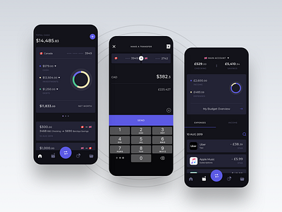 Payment App - Dark UI app dark app dark mode dark ui ios mobile ui payment app