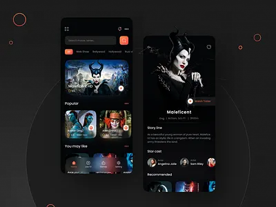 Movie streaming app app app design cinema app dailyui dark dark ui design glass effect glassmorphism mobile modern movie movie app movies ui