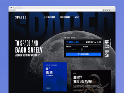 S P A C E D - Journey the Milky Way in a Day branding design jupiter landing page moon space spacetravel spacex travel travel app typography ui ux venus