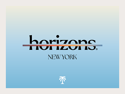 Horizons sub-brand (apparel) apparel brand branding clothing clouds collection community gradient horizon illustration logo new york palm sky streetwear sunset tree typography web3