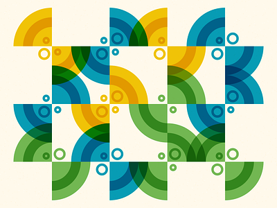 Summer Vibes abstract arc arcs blue circles geometric green grid illustration summer tiles vector wedges yellow