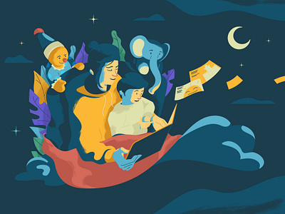 Bed Time Story artwork bedtime story character design digital art drawing flat design graphic design illustration inspiration marketing night vector