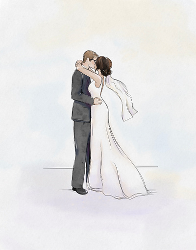 Wedding Digital Watercolor Illustration art bride drawing groom illustraion illustration kiss lineart linework love painting pastel procreate watercolor watercolor painting watercolour wedding
