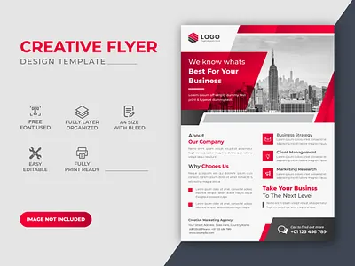 Creative Modern Corporate Awesome Red Business Flyer Design Temp banner brand design brand identity business commercial corporate creative design flyer flyer design flyer template graphic design leaflet leaflet design