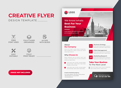 Creative Modern Corporate Awesome Red Business Flyer Design Temp banner brand design brand identity business commercial corporate creative design flyer flyer design flyer template graphic design leaflet leaflet design