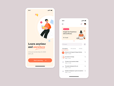 eLearning Mobile App app app design application clean ui course course app dailyui design dribbble e learning education education app figma freebie minimal mobile app design product design ui user inteface ux