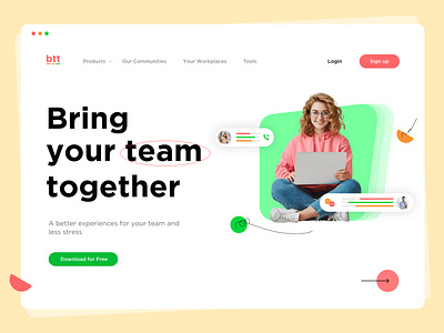 btt Work App Landing Page clean design design app figma team teamwork together ui uxdesign uxui work